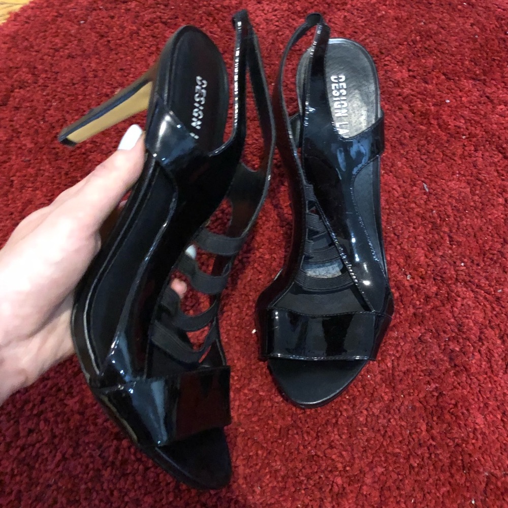 DESIGN LAB patent high heels lace up cage pumps